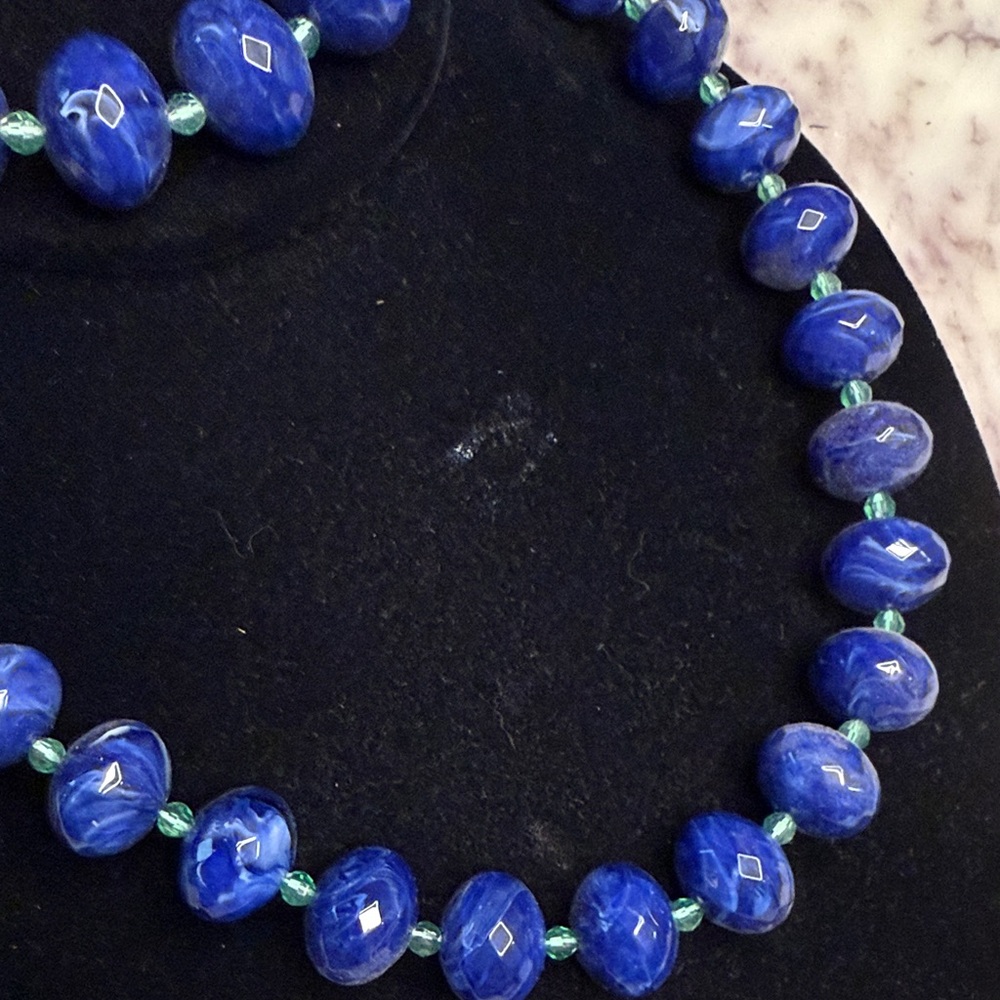 J. Crew Cobalt Blue Faceted Bead Necklace and Bracelet Set - Picture 4 of 7